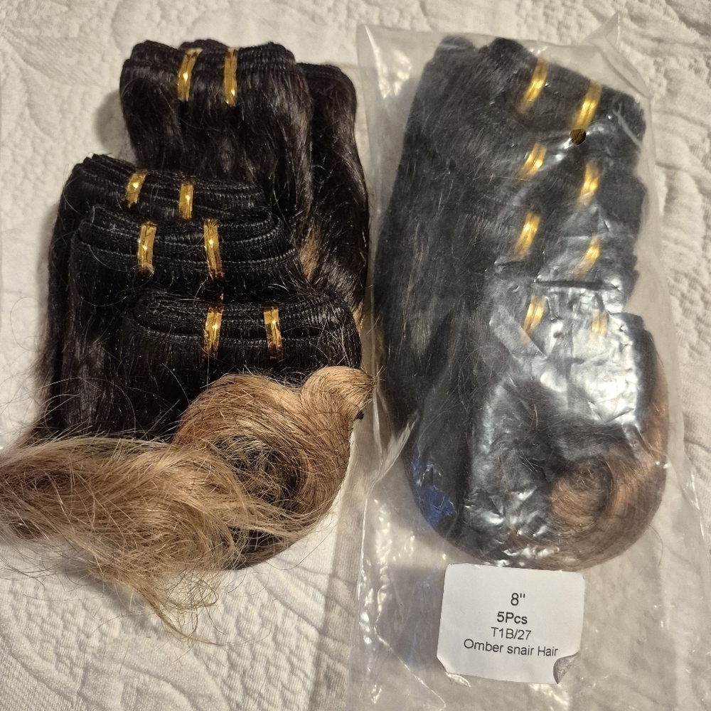 2 packages of Ombre Snair Hair 10 pieces 8" T1B/27 New